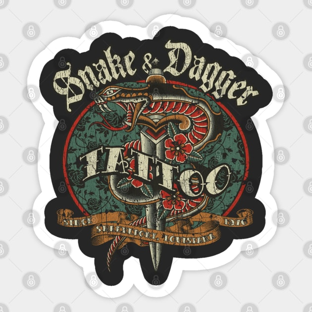 Snake & Dagger Tattoo 1976 Sticker by JCD666